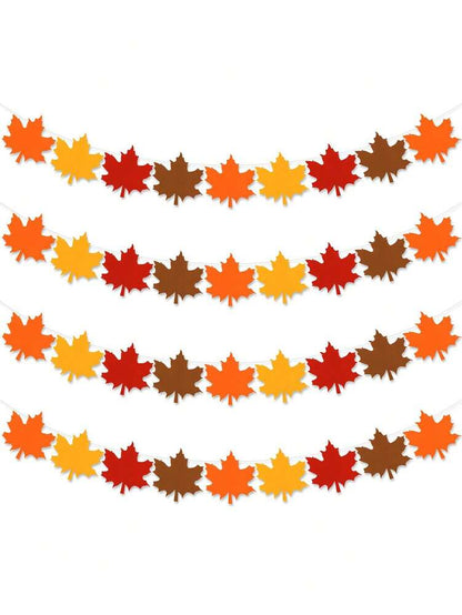 36pcs Autumn Felt Leaf Garland Set, Maple Leaf Banners for Fall Wall, Table & Home Decorations