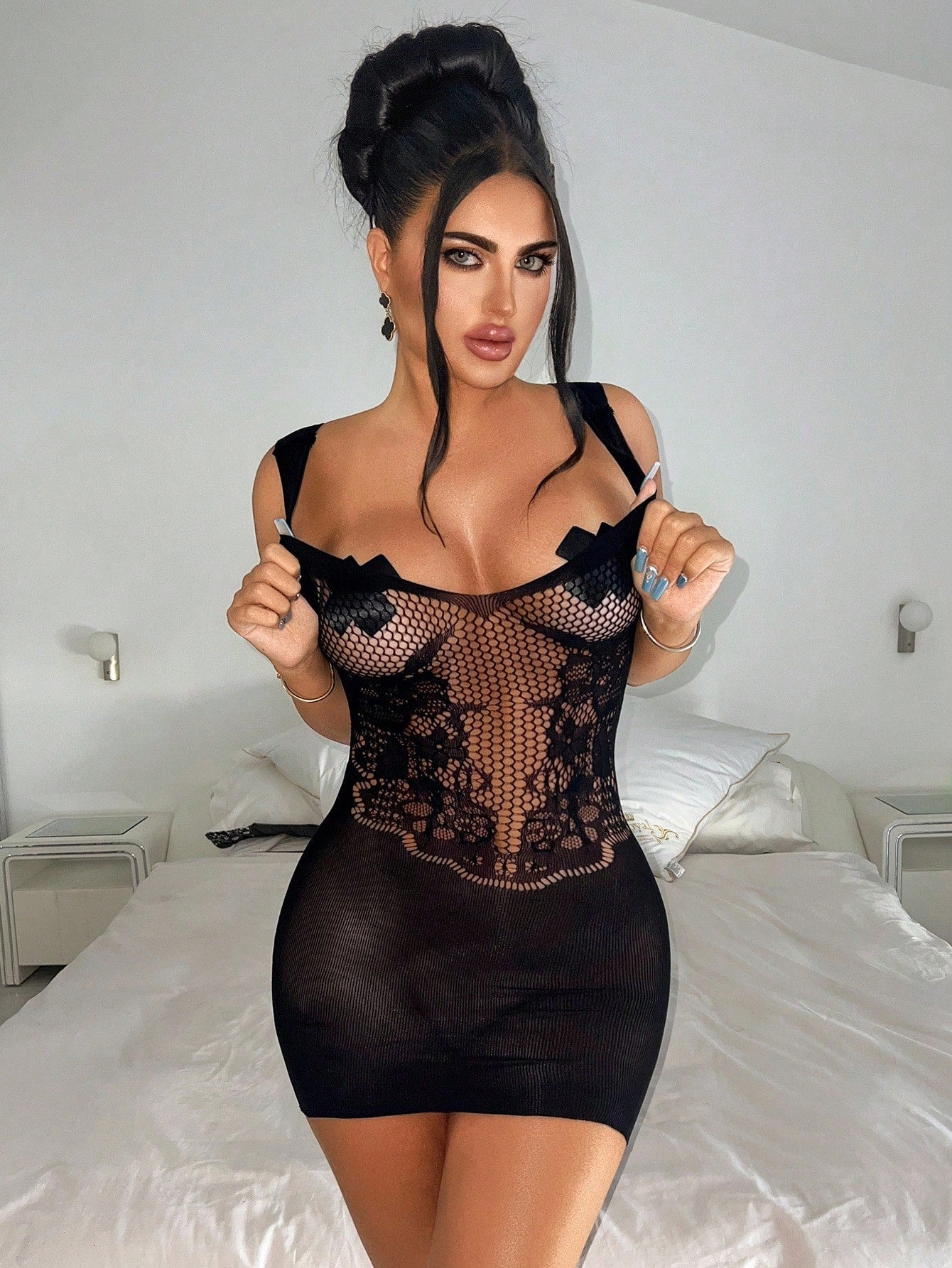 Women Black Sheer Slip Dress With Plain Design, Lightweight Fabric Construction, Clean Silhouette, Suitable For General Wear And Styling