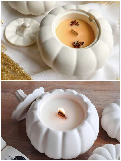 1pc Pumpkin Shaped Jar Candle, Pumpkin Spice Scented Autumn Candle, Cozy Fall Home Decor for Living Room or Bedroom