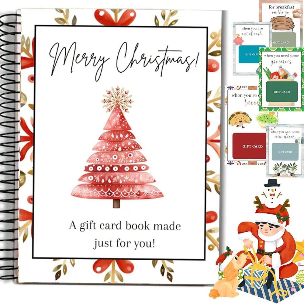 DIY Christmas Gift Card Book, Spiral-Bound Greeting Card Holder, Creative Holiday Card Organizer Book