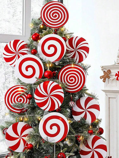 8pcs/4pcs/1pc Peppermint Lollipop Christmas Tree Picks, Red & White Candy Ornament Decorations for Holiday Trees, Floral Arrangements & Home Decor