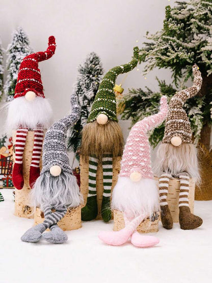 Christmas Faceless Gnome Doll with Spiral Hair, Cute Sitting Elf Decoration for Desks, Tables & Holiday Home or Office Decor