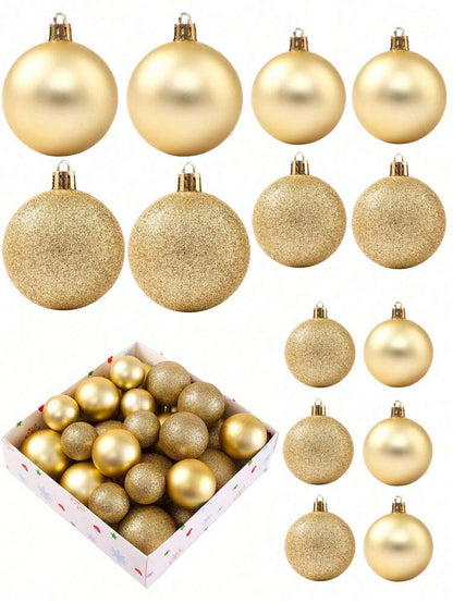 44-Piece Christmas Ball Ornament Set, Shatterproof Hanging Baubles for Christmas Tree, Wedding or Office Decor, Multi-Size Holiday Decorations