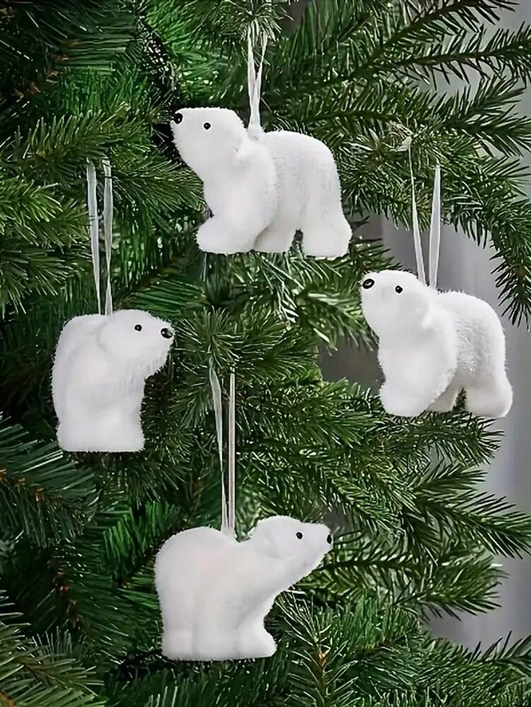 White Polar Bear Christmas Tree Ornament, Cute Hanging Pendant for Home or Office, Adorable Small Holiday Decoration for Kids and Family