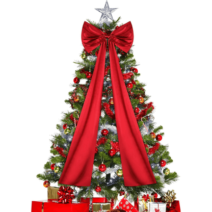 Large Wine Red Christmas Tree Topper Bow, Extra Satin Ribbon Decoration for Tree, Wreath & Wall, Elegant Holiday Home Decor