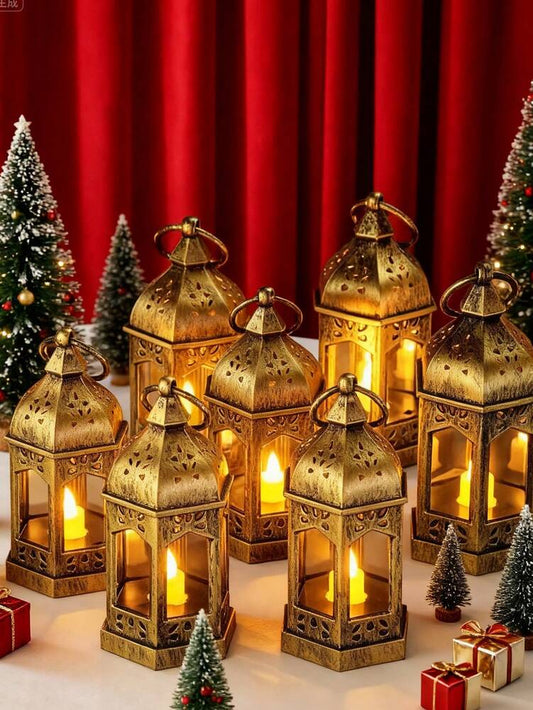 4pcs Mini LED Candle Lanterns with Battery, Vintage European Hanging Wind Lamps for Christmas, Garden & Home Indoor/Outdoor Candlelight Decor