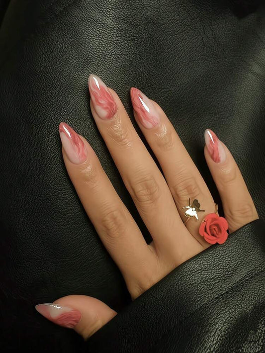 24pcs Medium Almond Press On Nails, Gradient Ombre Design, Elegant Full Cover Acrylic Nails For Women Summer Daily Nail Art Look