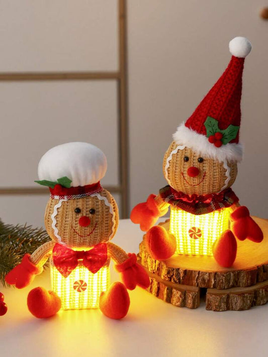 Gingerbread Man Christmas Decorations, Two Adorable Styles for Tabletop or Fireplace Display, Festive Holiday Ornaments for Home Decor