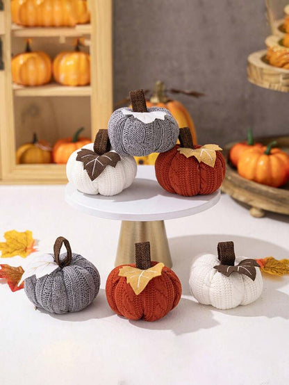 Knitted Orange Pumpkin Hanging Decoration, 1/3pcs Thanksgiving Harvest Ornaments for Home, Table, or Party Displays, Autumn and Fall Festival Decor