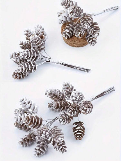 White Artificial Pinecones Set (10/30pcs), Decorative Pieces for DIY Christmas Wreaths, Bouquets & Winter Holiday Home Decor