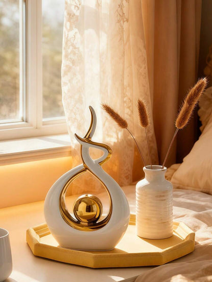 1pc Modern Abstract Resin Art Sculpture, Elegant Handmade Decorative Statue for Living Room, Bedroom or Office Desk, Minimalist Home Decor