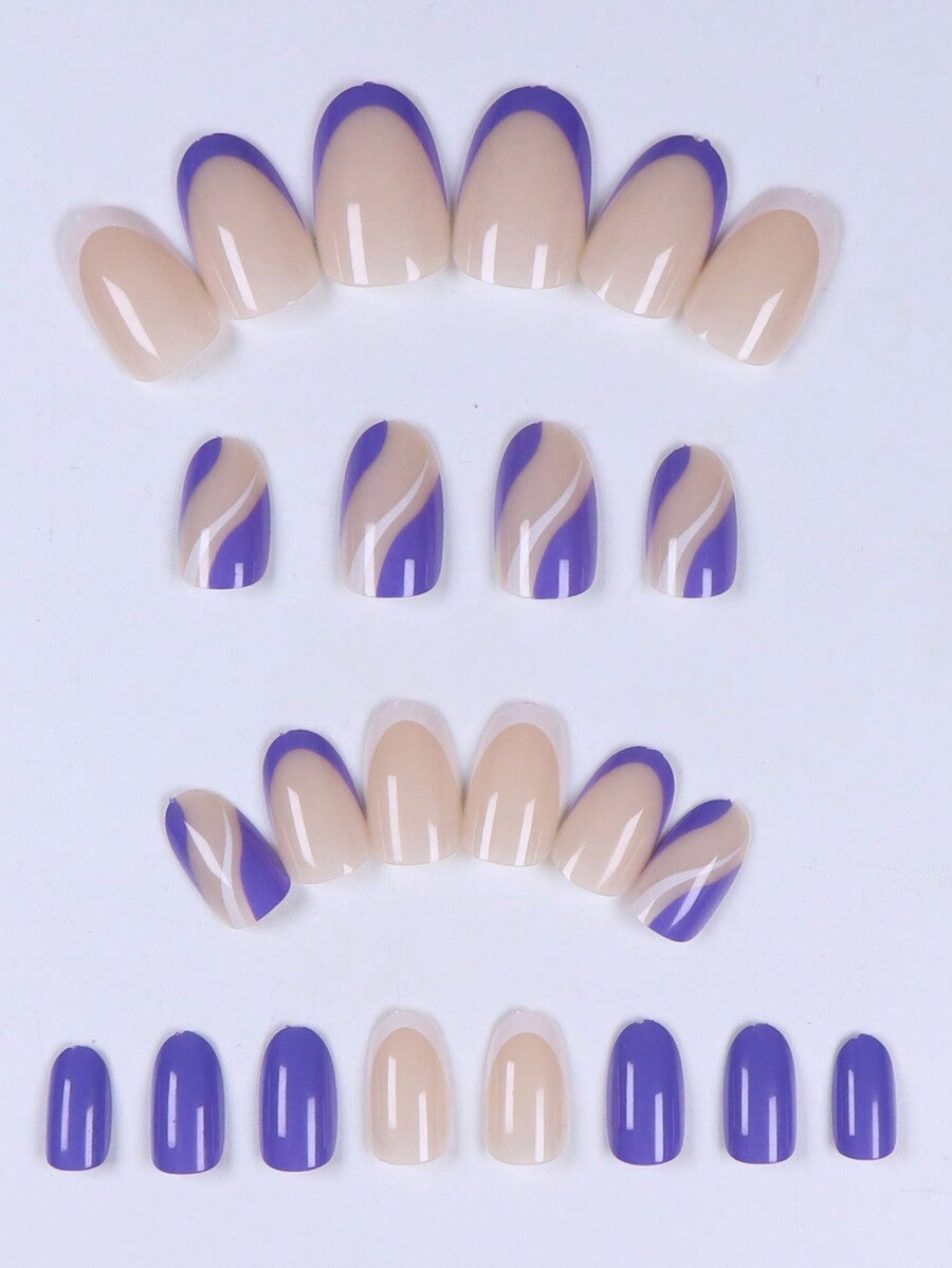 Christmas Long Almond Press On Nails 24pcs, Red French Tips With White Snowflakes And Santa Hat Design, Acrylic False Nails Set For Holiday Or Party