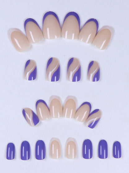 Christmas Long Almond Press On Nails 24pcs, Red French Tips With White Snowflakes And Santa Hat Design, Acrylic False Nails Set For Holiday Or Party