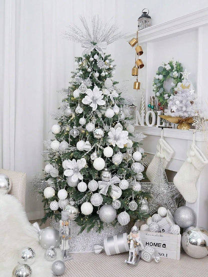 20pcs Glitter Cedar Pine Needles with Sequins, Artificial Blue and Pink Leaves for DIY Garlands, Wedding Bouquets, and Winter Holiday Home Decor