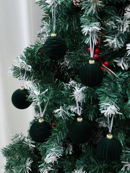 12pcs Burgundy Velvet Christmas Ball Set, Soft Flocked Pom Pom Ornaments, Luxurious Baubles for Holiday Trees, Gifts, and 2026 New Year Decorations