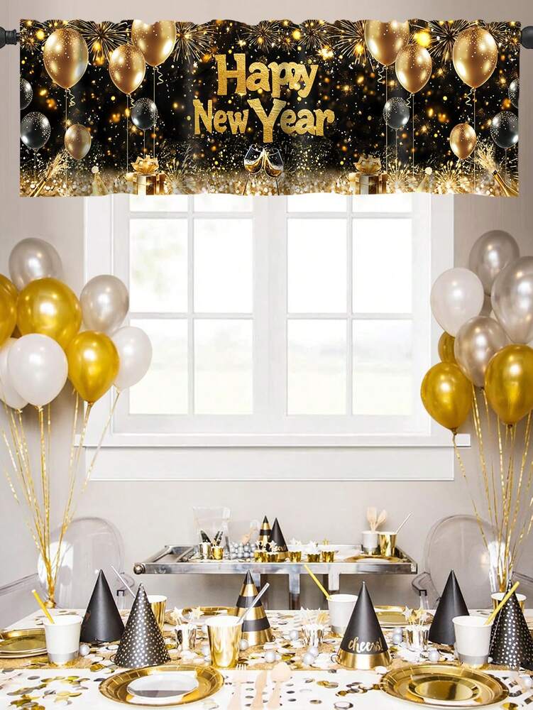 Santa Claus & Snowman Christmas Curtain Valance, 1–2 Piece Polyester Window Decor with Rod Pocket for Kitchen, Living Room or Bedroom