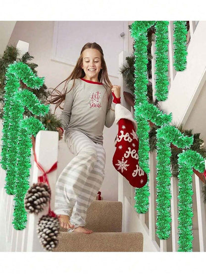 Metallic Tinsel Garland for Christmas, 1–2 Piece Shiny Glitter Streamer Decoration, Long Hanging Ornament for Trees, Parties, and Weddings