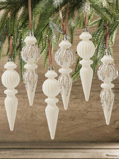 6/12pcs Velvet Christmas Ornament Set (7"), Textured Shatterproof Burgundy Tree Decorations, Elegant Holiday Home Decor