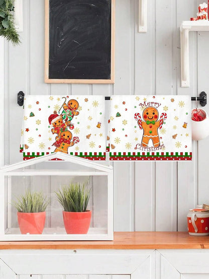 2pcs Christmas Gnome Hand Towels, Red & Black Plaid Microfiber Kitchen & Bathroom Towels, Soft Absorbent Holiday Home Decor