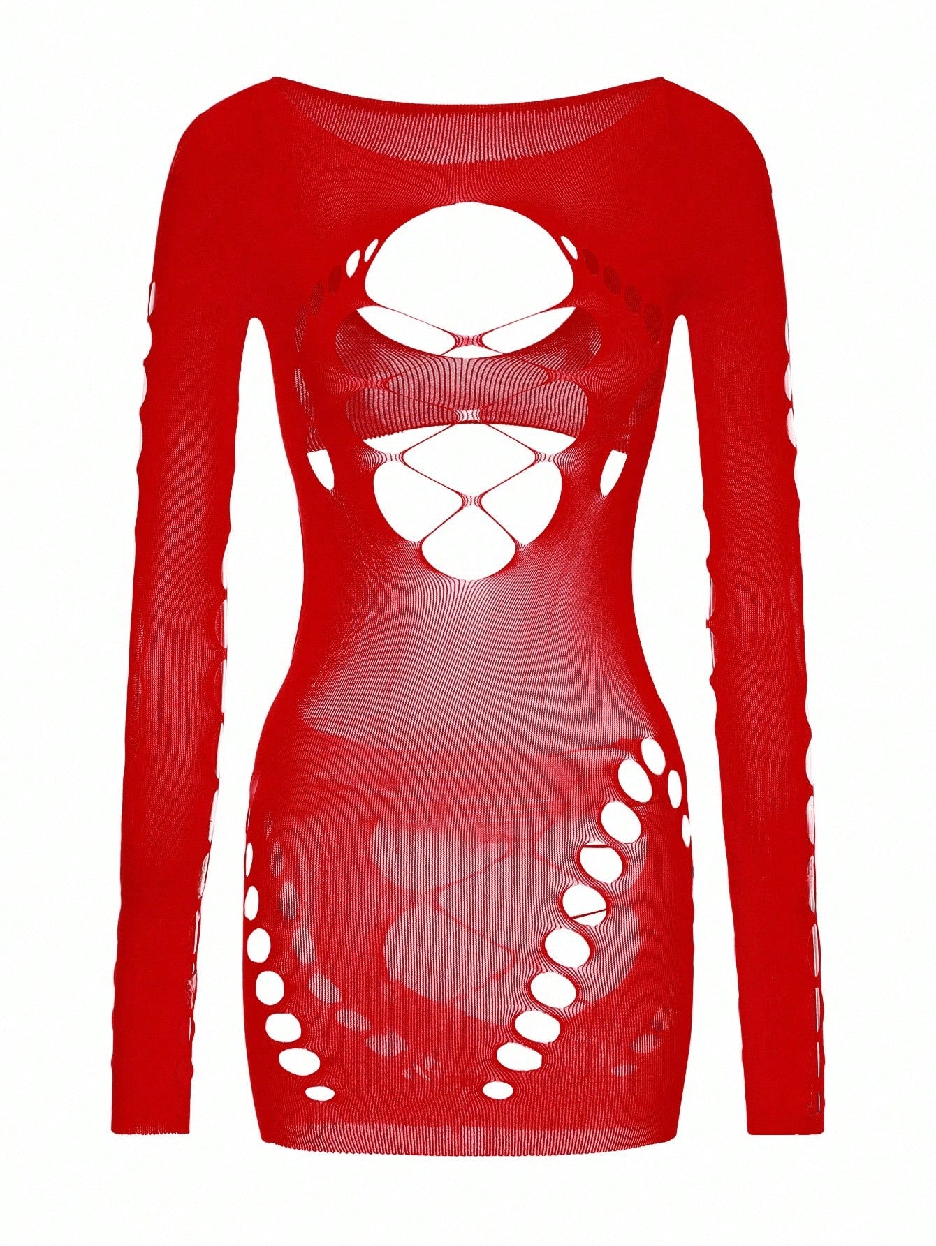 1pc Women's Sexy Fuchsia Bodycon Semi-Sheer Fishnet Dress, Suitable For Party, Nightclub, Beach