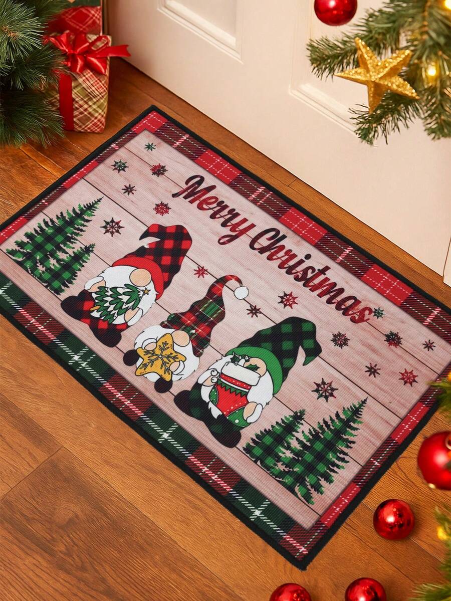 2pcs Merry Christmas Doormat Set, Gnome and Snowflake Design, Non-Slip Washable Floor Mats for Kitchen, Entryway, or Holiday Home Decoration 2026
