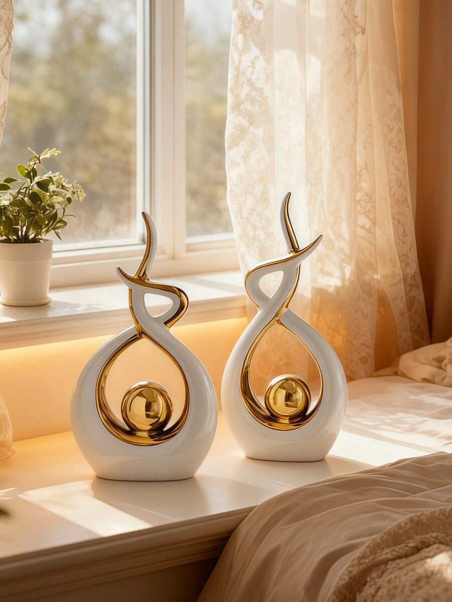 1pc Modern Abstract Resin Art Sculpture, Elegant Handmade Decorative Statue for Living Room, Bedroom or Office Desk, Minimalist Home Decor