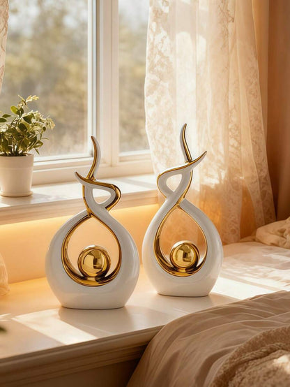 1pc Modern Abstract Resin Art Sculpture, Elegant Handmade Decorative Statue for Living Room, Bedroom or Office Desk, Minimalist Home Decor