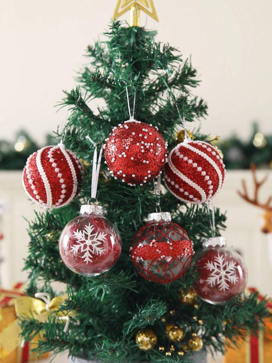 12pcs Clear Pink Christmas Ball Ornaments, 3.15-Inch Shatterproof Decorative Tree Baubles, Elegant Rustic Hanging Decorations for Holiday Parties