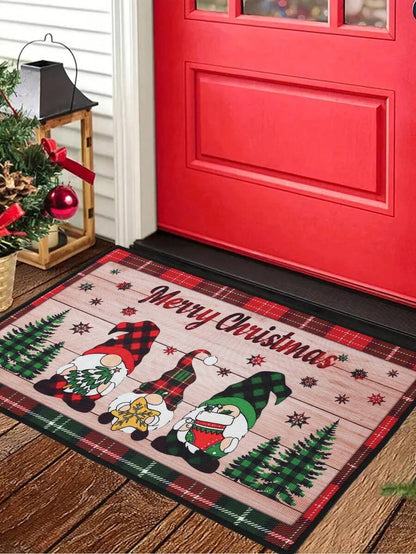2pcs Merry Christmas Doormat Set, Gnome and Snowflake Design, Non-Slip Washable Floor Mats for Kitchen, Entryway, or Holiday Home Decoration 2026