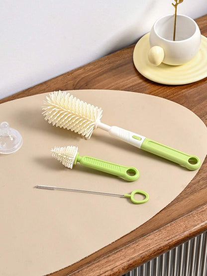 6-in-1 Baby Silicone Bottle Cleaning Set with Pacifier Brush, Straw Cleaner and Bottle Mouth Brush, Soft Bristle Tools for Newborn Feeding Essentials
