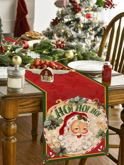 Gingerbread Man Christmas Table Runner, 35x180cm Polyester Holiday Table Flag, Festive Dining Room Décor for Christmas & Winter Home Use