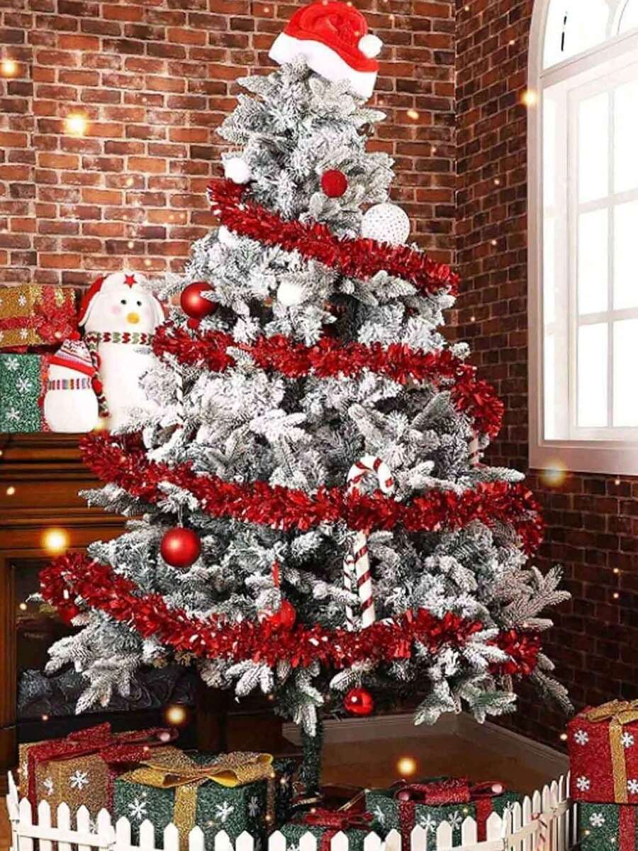 Metallic Tinsel Garland for Christmas, 1–2 Piece Shiny Glitter Streamer Decoration, Long Hanging Ornament for Trees, Parties, and Weddings