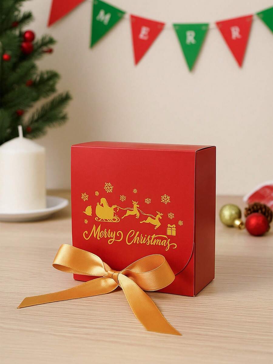 6pcs Christmas Gift Boxes with Ribbons, Santa Snowman & Reindeer Designs for Holiday Treats, Seasonal Packaging & Winter Home Decor