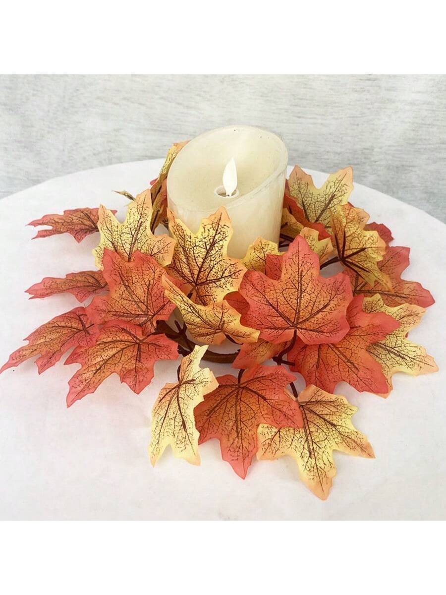 Christmas Candle Ring Holder with Red Flowers, Gold Berries & Greenery, Holiday Table Centerpiece