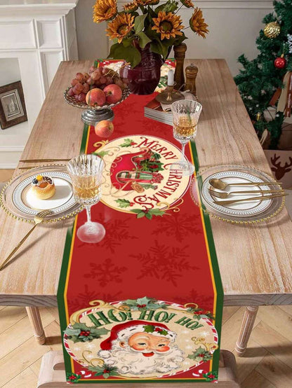 Gingerbread Man Christmas Table Runner, 35x180cm Polyester Holiday Table Flag, Festive Dining Room Décor for Christmas & Winter Home Use