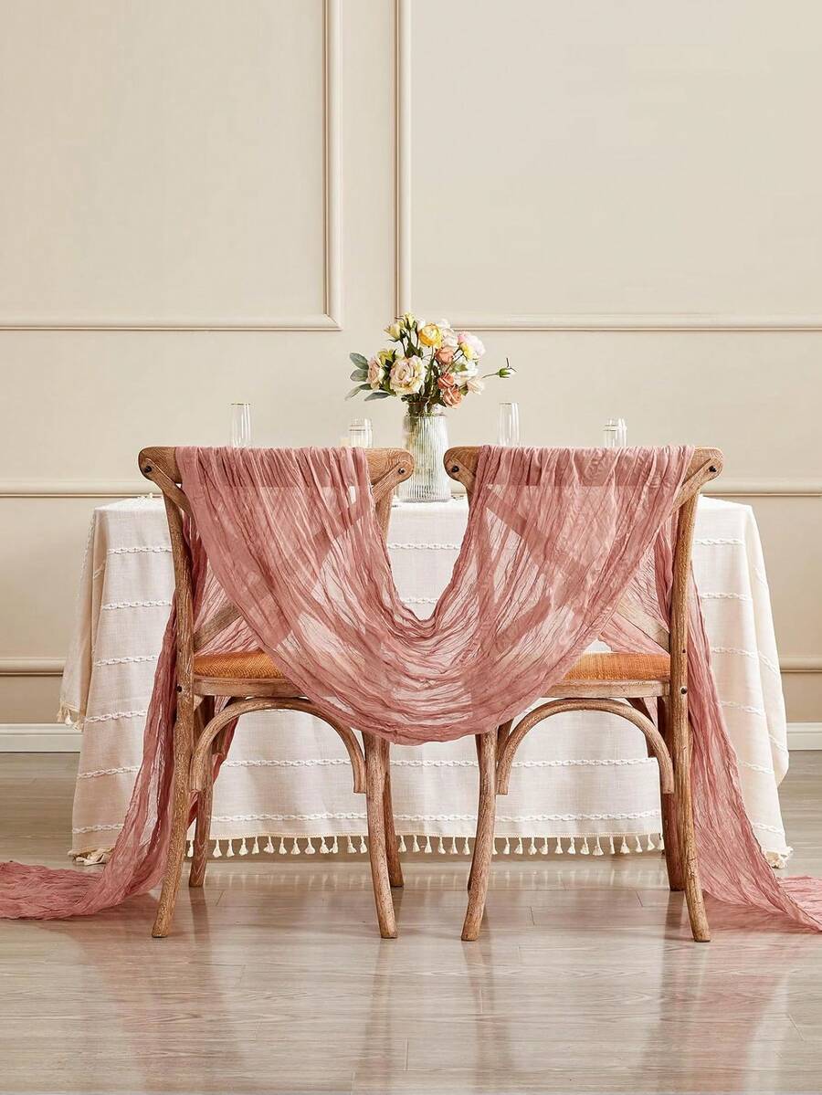 Wrinkled Cheesecloth Table Runner for Weddings and Holidays, Elegant Table Centerpiece Cloth for Christmas Dining, Birthdays, and Romantic Events