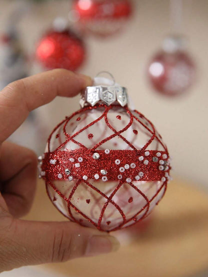 12pcs Clear Pink Christmas Ball Ornaments, 3.15-Inch Shatterproof Decorative Tree Baubles, Elegant Rustic Hanging Decorations for Holiday Parties