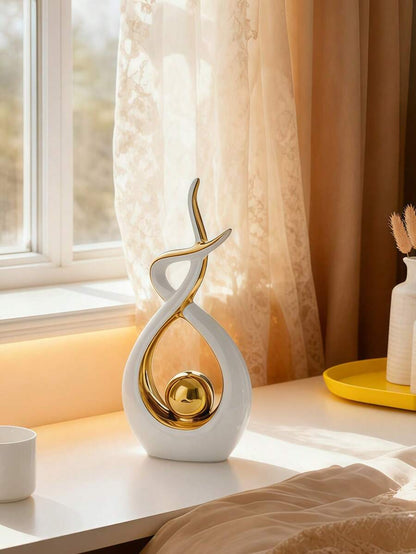 1pc Modern Abstract Resin Art Sculpture, Elegant Handmade Decorative Statue for Living Room, Bedroom or Office Desk, Minimalist Home Decor