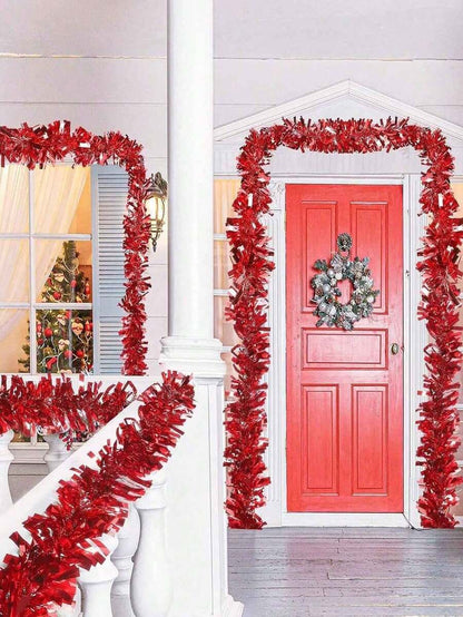Metallic Tinsel Garland for Christmas, 1–2 Piece Shiny Glitter Streamer Decoration, Long Hanging Ornament for Trees, Parties, and Weddings