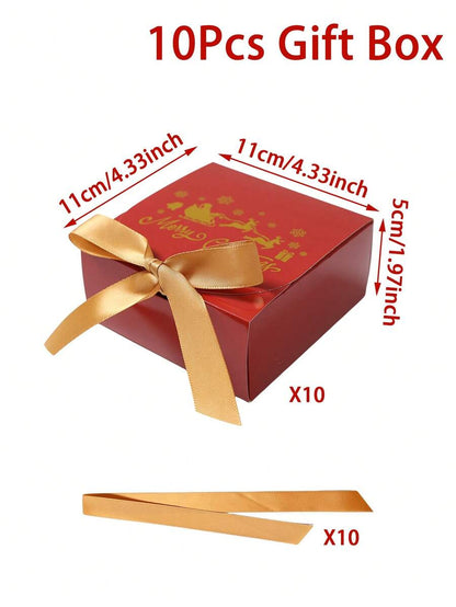 6pcs Christmas Gift Boxes with Ribbons, Santa Snowman & Reindeer Designs for Holiday Treats, Seasonal Packaging & Winter Home Decor