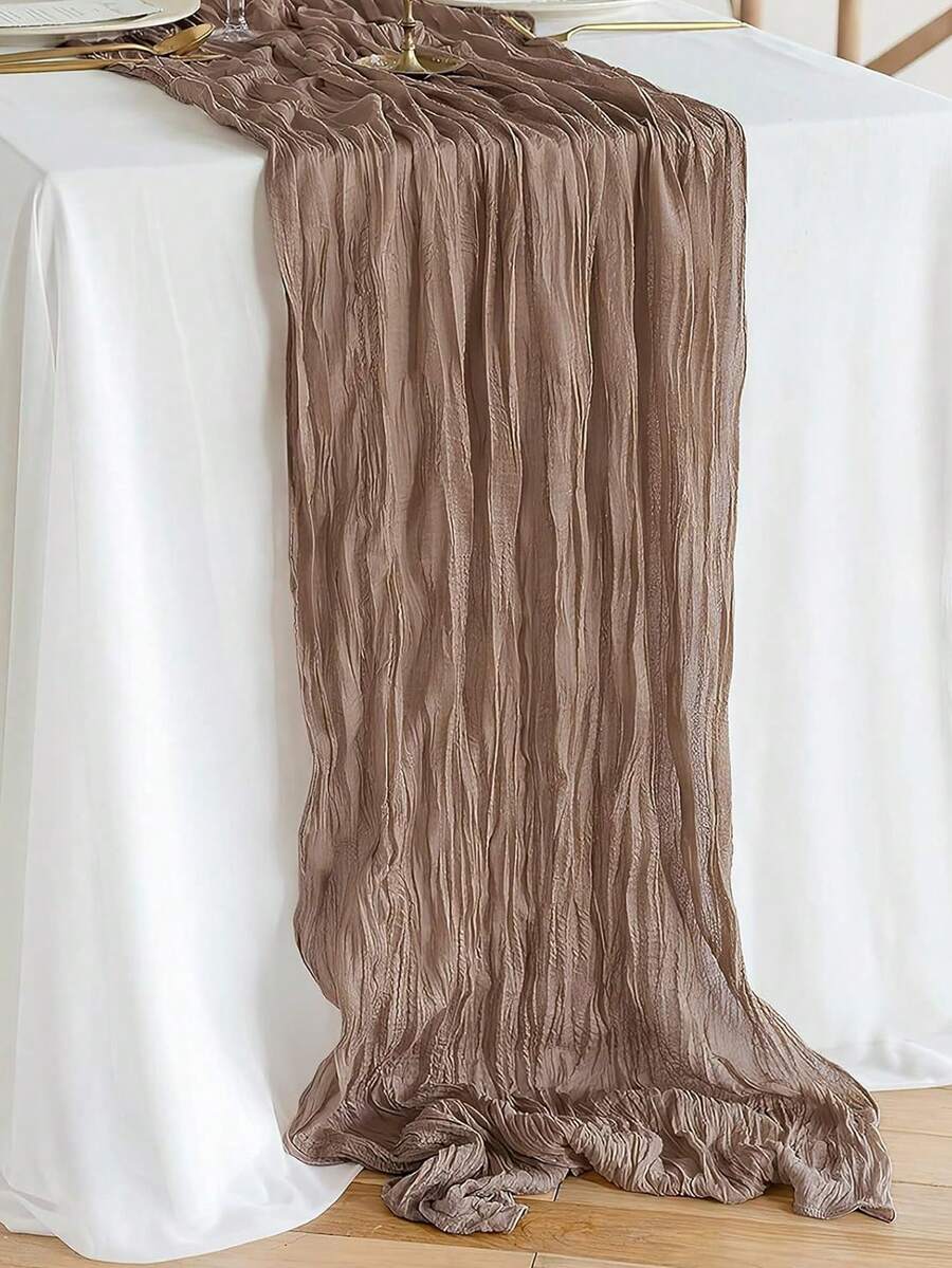 Wrinkled Cheesecloth Table Runner for Weddings and Holidays, Elegant Table Centerpiece Cloth for Christmas Dining, Birthdays, and Romantic Events