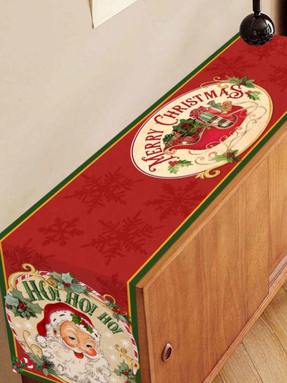 Gingerbread Man Christmas Table Runner, 35x180cm Polyester Holiday Table Flag, Festive Dining Room Décor for Christmas & Winter Home Use