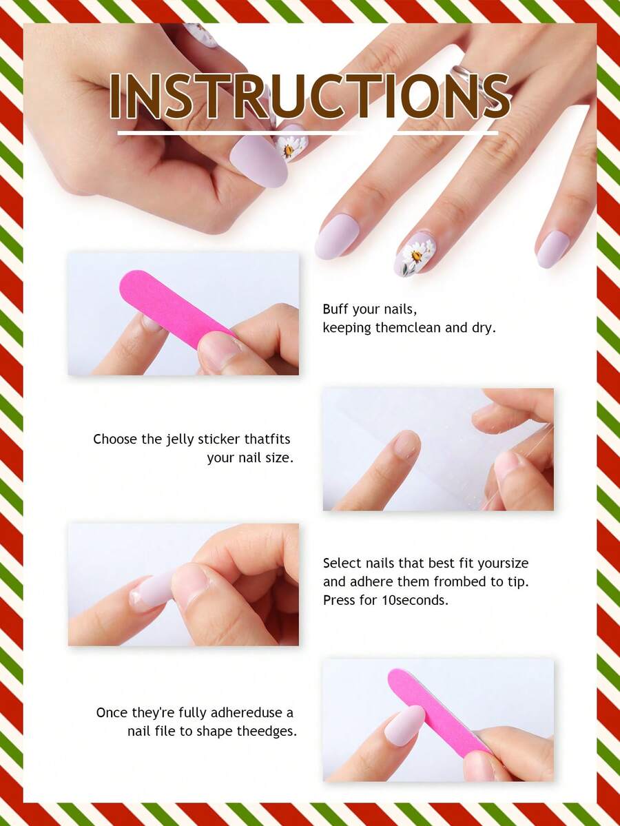 24pcs Long Coffin Christmas Press On Nails, White Elk And Snowflake Design With Gold Glitter, Elegant Glossy Nail Set For Women Daily Use