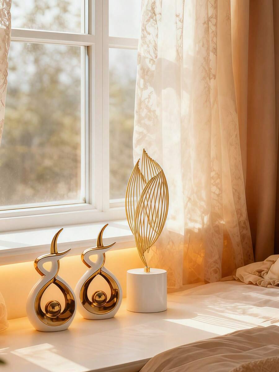 1pc Modern Abstract Resin Art Sculpture, Elegant Handmade Decorative Statue for Living Room, Bedroom or Office Desk, Minimalist Home Decor