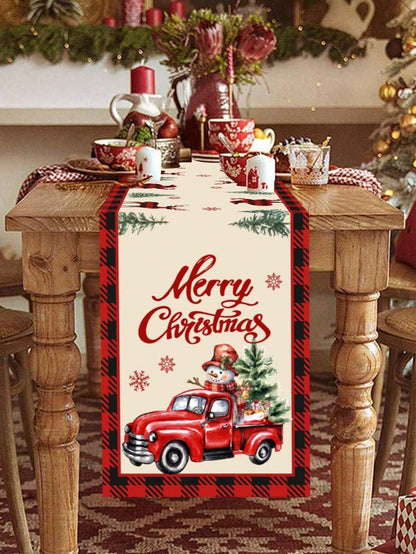 Gingerbread Man Christmas Table Runner, 35x180cm Polyester Holiday Table Flag, Festive Dining Room Décor for Christmas & Winter Home Use