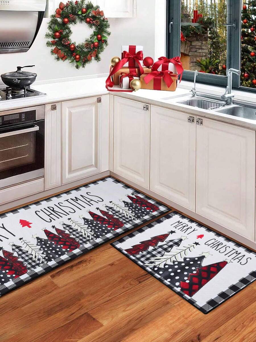 2pcs Merry Christmas Doormat Set, Gnome and Snowflake Design, Non-Slip Washable Floor Mats for Kitchen, Entryway, or Holiday Home Decoration 2026