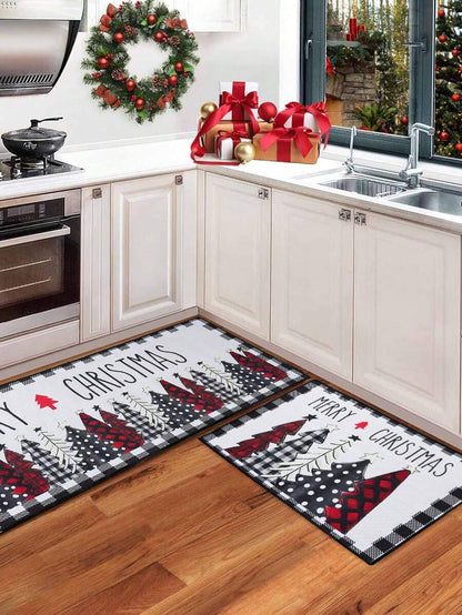 2pcs Merry Christmas Doormat Set, Gnome and Snowflake Design, Non-Slip Washable Floor Mats for Kitchen, Entryway, or Holiday Home Decoration 2026