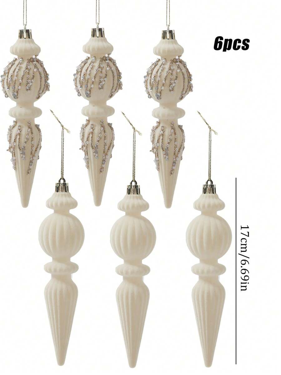 6/12pcs Velvet Christmas Ornament Set (7"), Textured Shatterproof Burgundy Tree Decorations, Elegant Holiday Home Decor