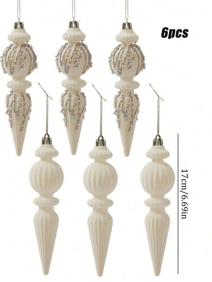 6/12pcs Velvet Christmas Ornament Set (7"), Textured Shatterproof Burgundy Tree Decorations, Elegant Holiday Home Decor