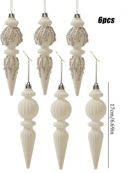 6/12pcs Velvet Christmas Ornament Set (7"), Textured Shatterproof Burgundy Tree Decorations, Elegant Holiday Home Decor